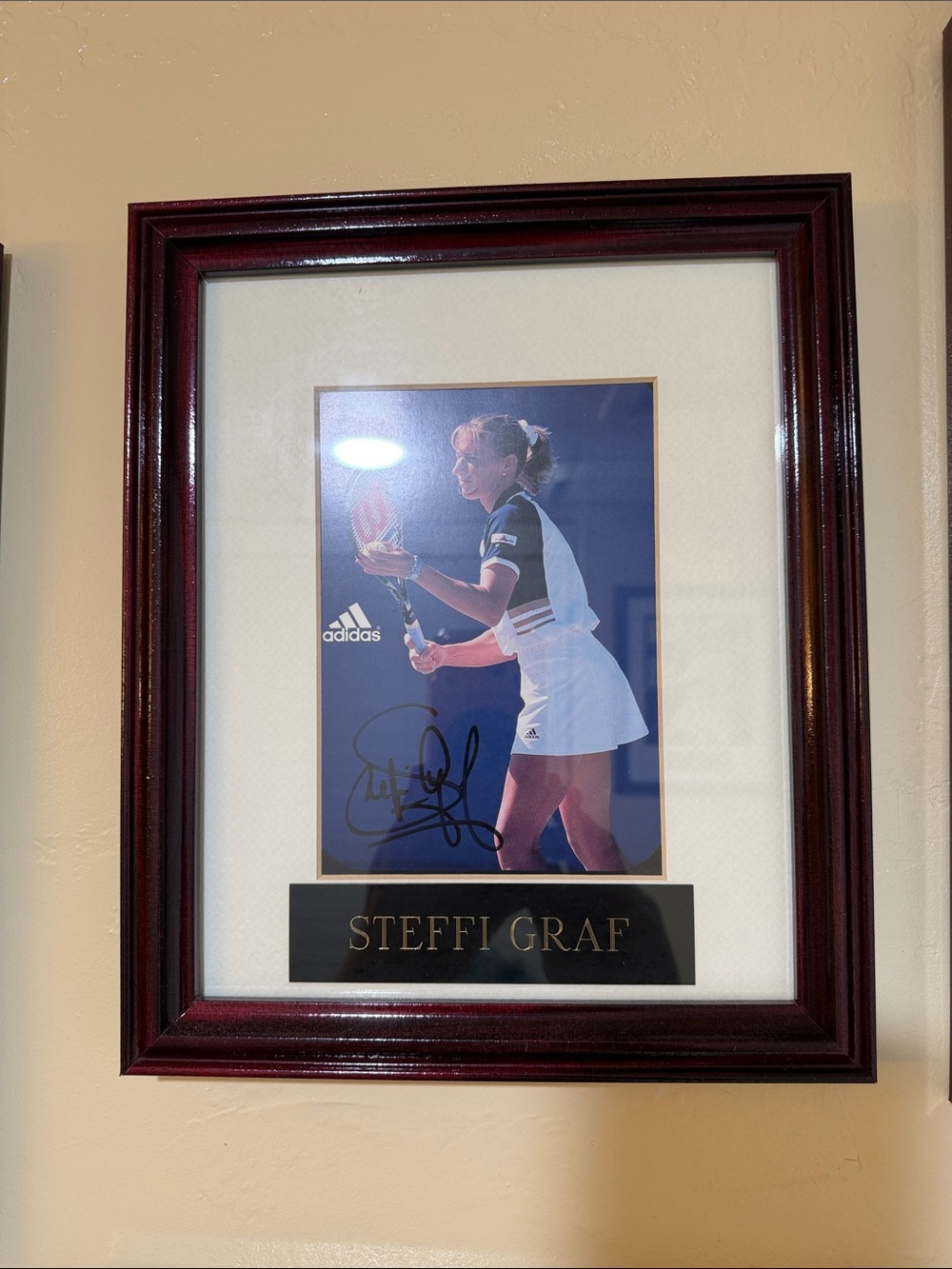 Steffi Graf Framed Tennis Print in Burgundy Frame